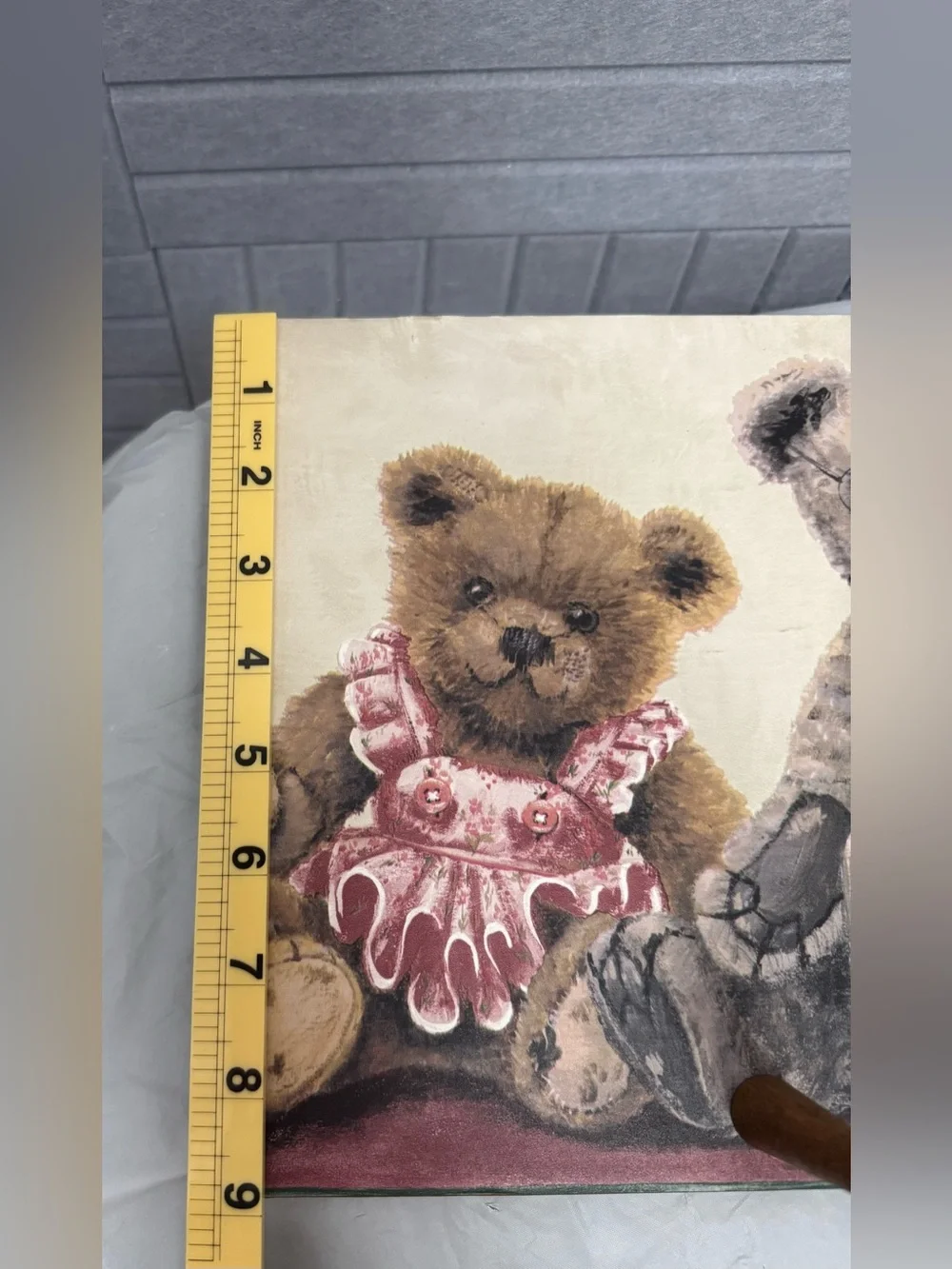 Vintage wooden country cottage nursery teddy bear coat hat peg rack